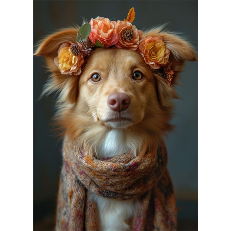 Baby Animals Bunny Goat Pig Dog Horse Sheep Flower Crown Canvas Posters and Prints Wall Art Pictures for Home Kid Room Decor