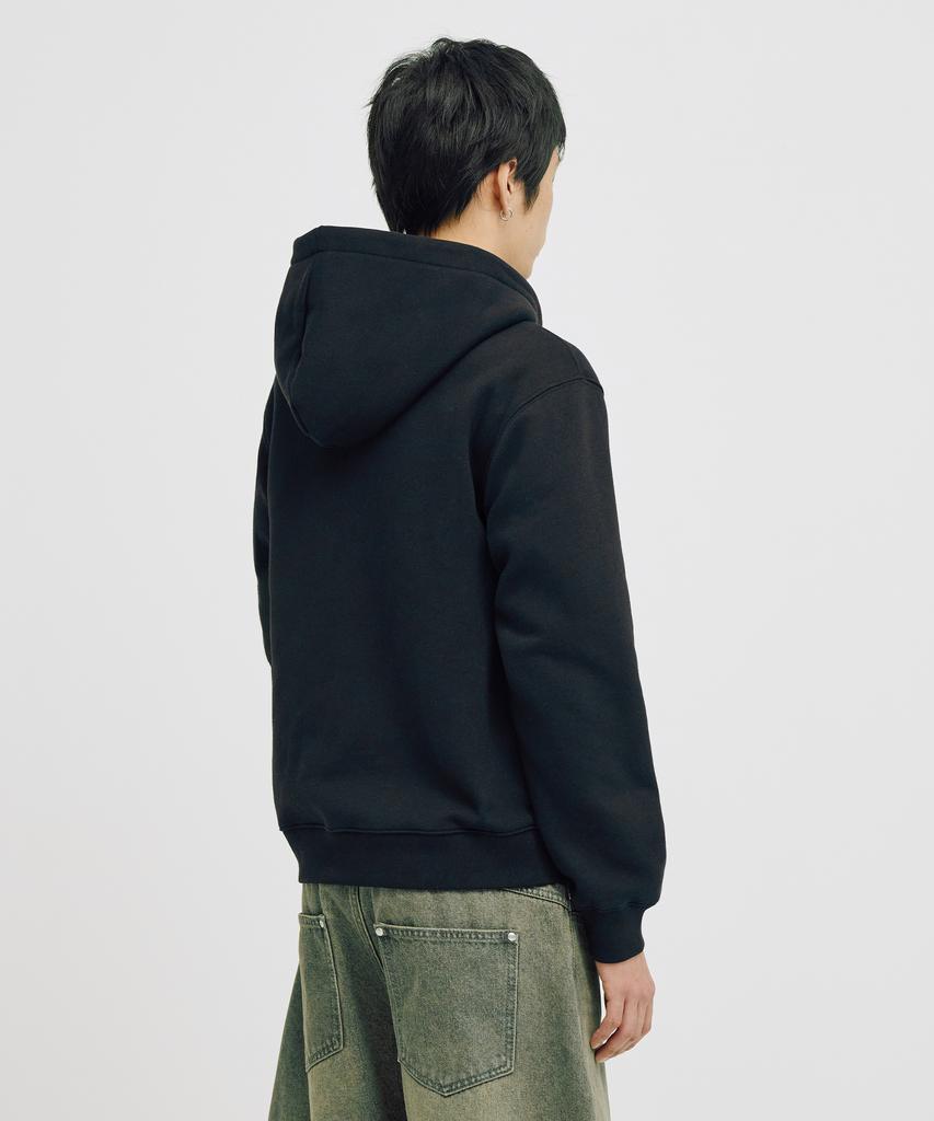 Takeasy [Crop T-Shirt Added] Eyelet Crop Zip-Up Hoodie (Black)