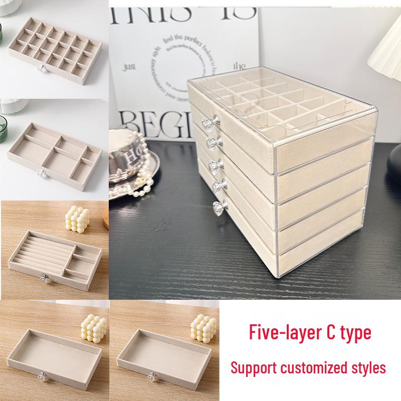 

Пятислойная акриловая шкатулка для хранения ювелирных изделий - Органайзер для серег, ожерелий, колец большой вместимости и с высококлассным дизайном