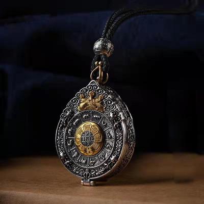 Tibetan Buddhism Lotus Pendant Necklace for Mewn Women Vintage Zodiac Amulet Chinese Feng Shui Jewelry Gift