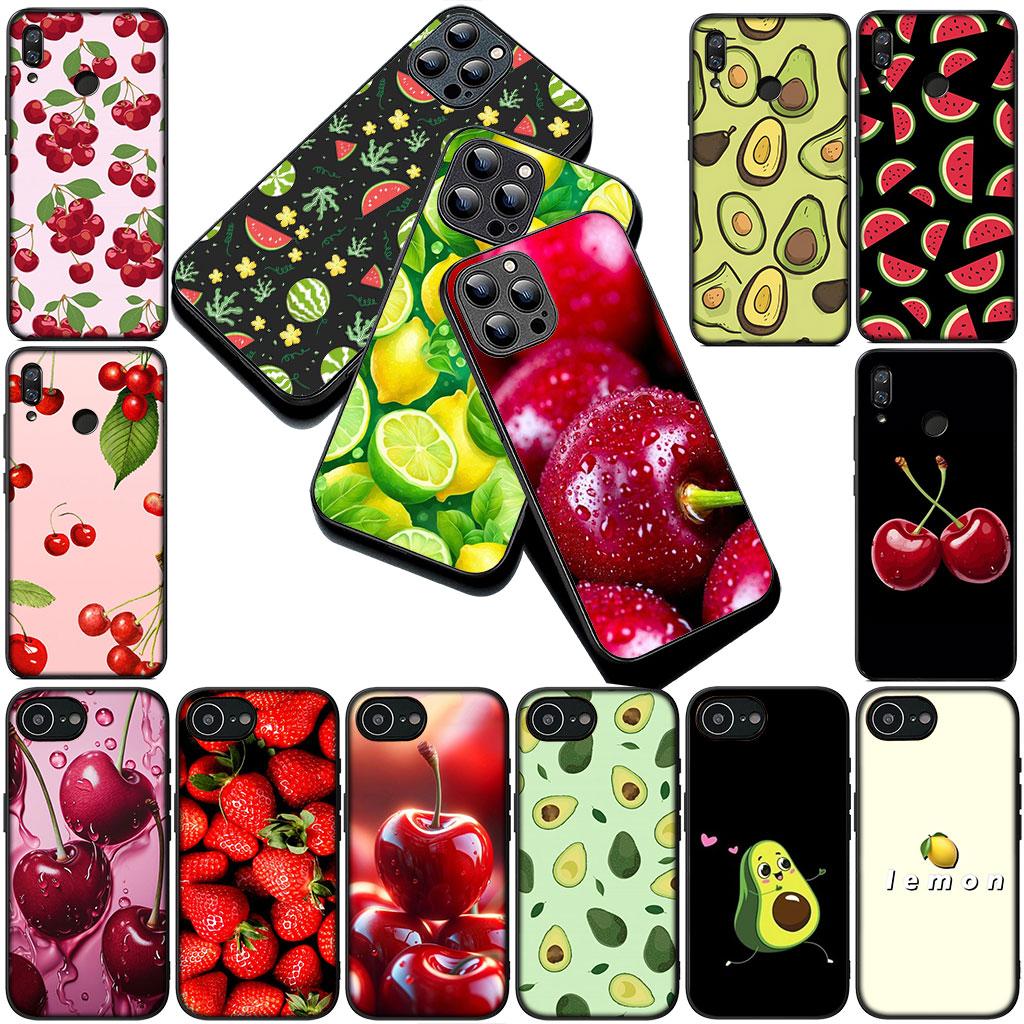 Phone Cover for Apple iPhone 17 Air 12 13 Pro Max Mini ProMax 7 + 8 Plus 7+ 8+ Soft Case Cherry Strawberry Fruit Summer Avocado