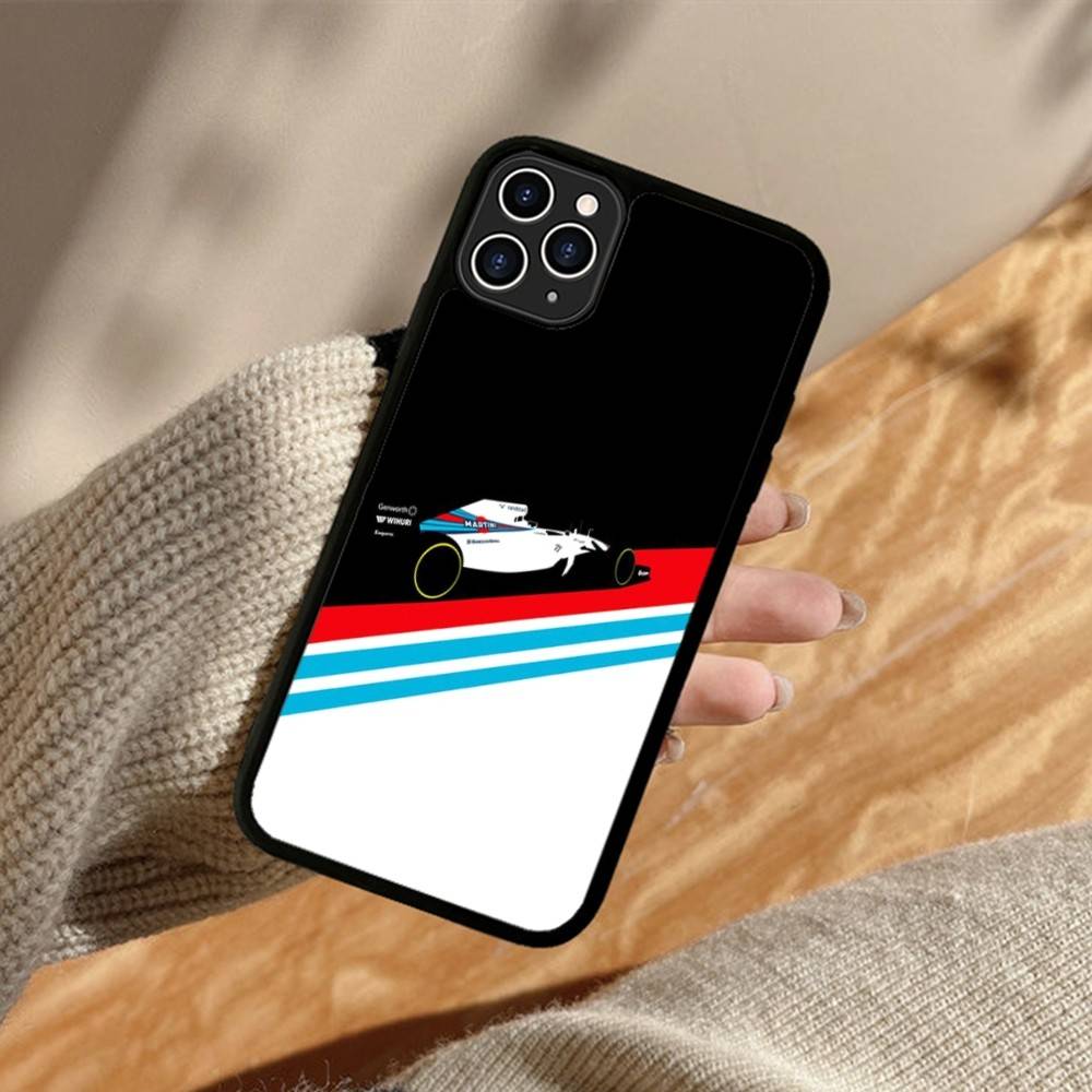 M-Martini Racing Horizontal Stripe PC+TPU Phone Case For IPhone 11 12 13 14 15 16 17 Plus Pro Max Cover