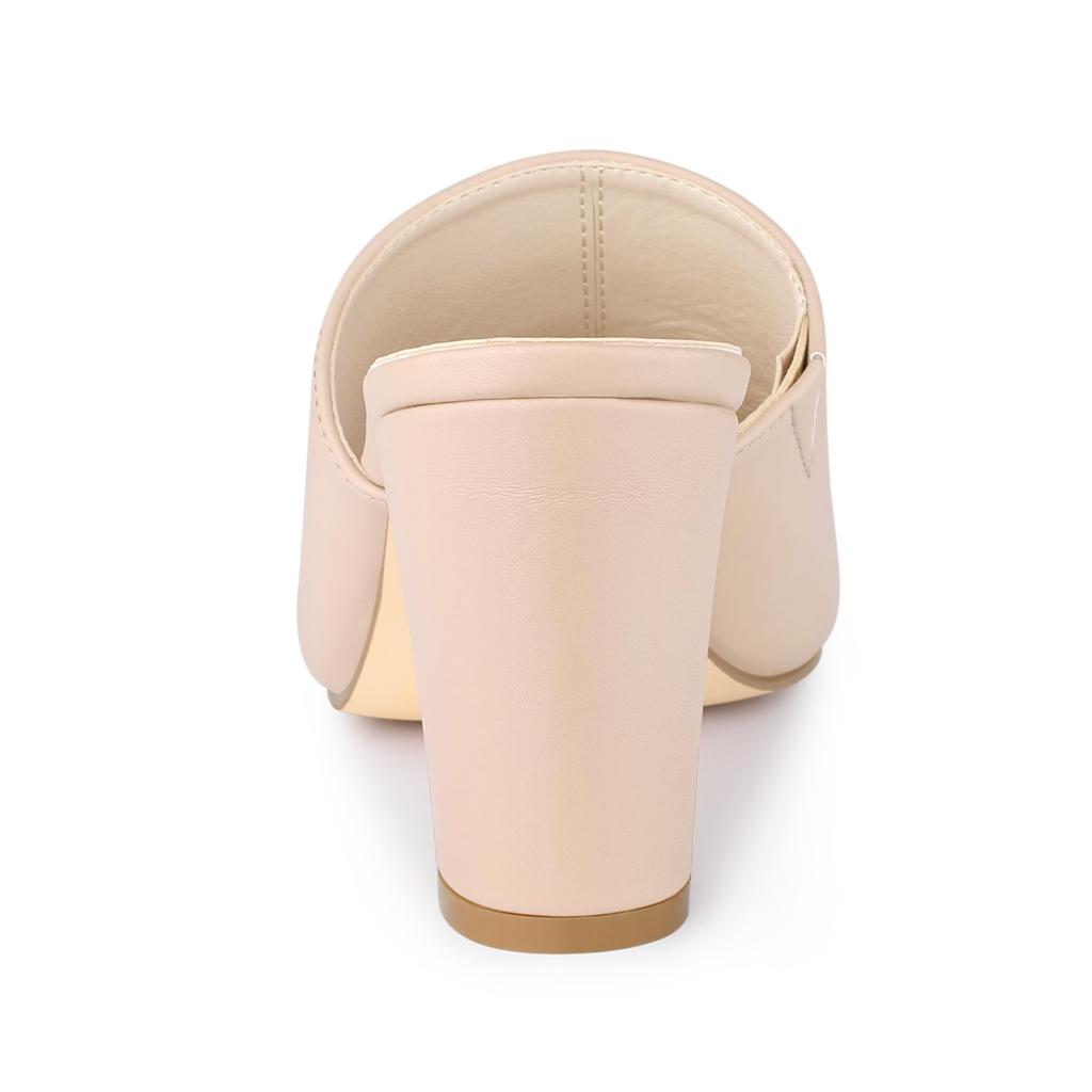 Allegra K Damen Slip-On Chunky Heel Mules und Pantoletten, Beige, Größe 25.5cm