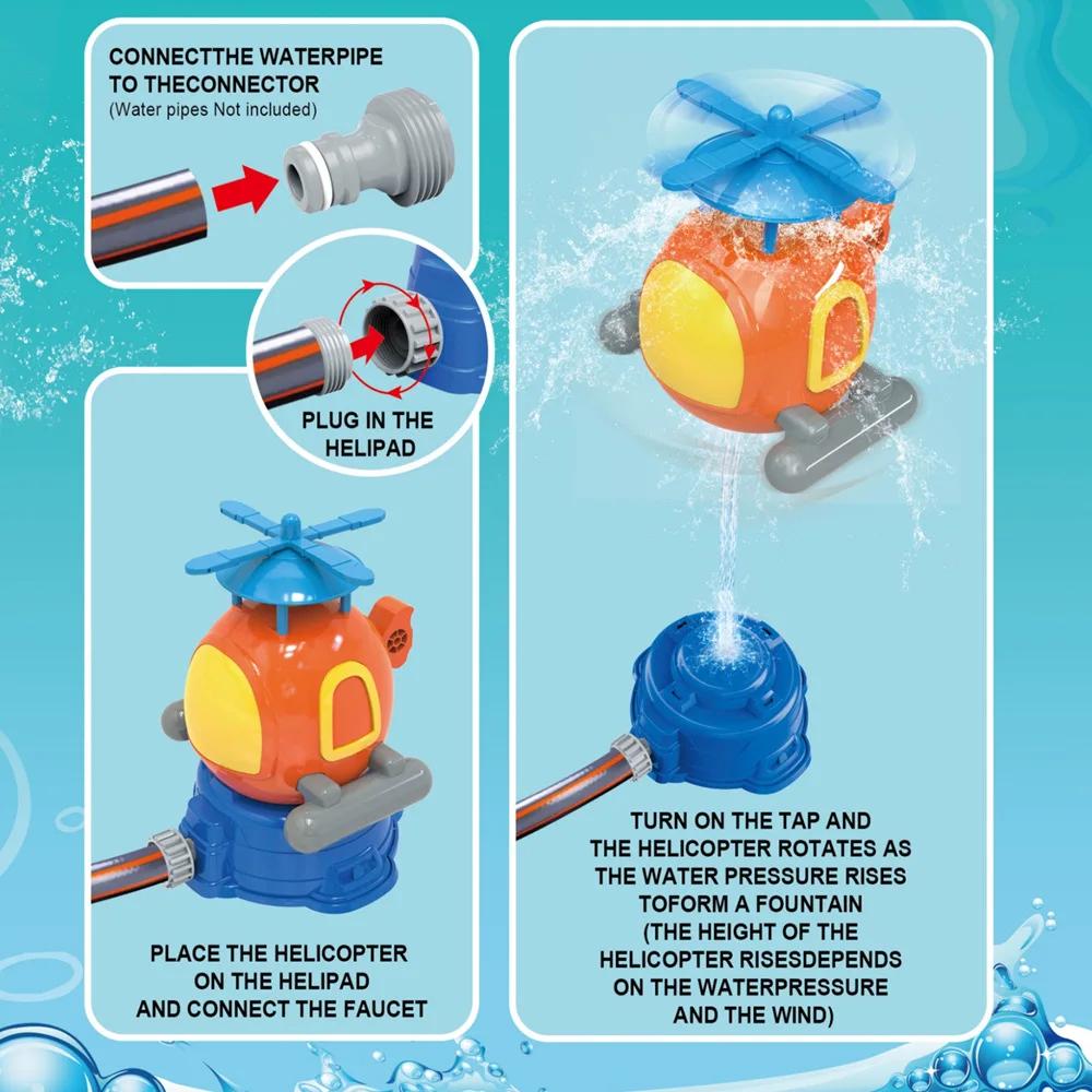 Helicopter Water Jet Spray Kids Toys One Key Launch Outdoor Sprinkler Toy Lawn Water Swimming Pool Playing Boys Girl Sports Game