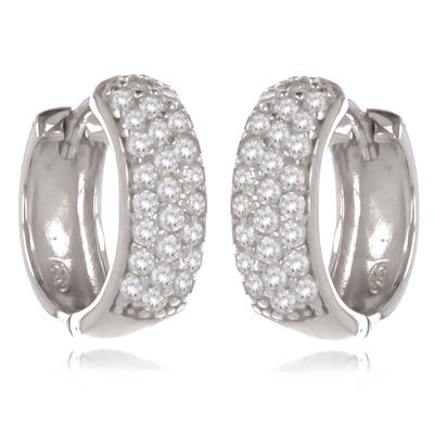 [R0704] - Créoles Argent 'Sissi' blanc (rhodié) - 15 mm 5 mm