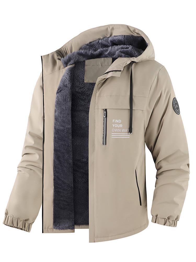 Herren Winter Plus Samt Verdickte Kapuzenjacke für Outdoor-Sport & Freizeit