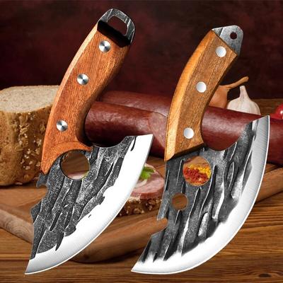 Ausbeinmesser aus Edelstahl mit ergonomischem Holzgriff und Flaschenöffner