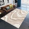 Modern Abstract Lines Area Rug Beige Geometric Pattern Carpet Minimalist Living Room Bedroom Decorative Floor Mat