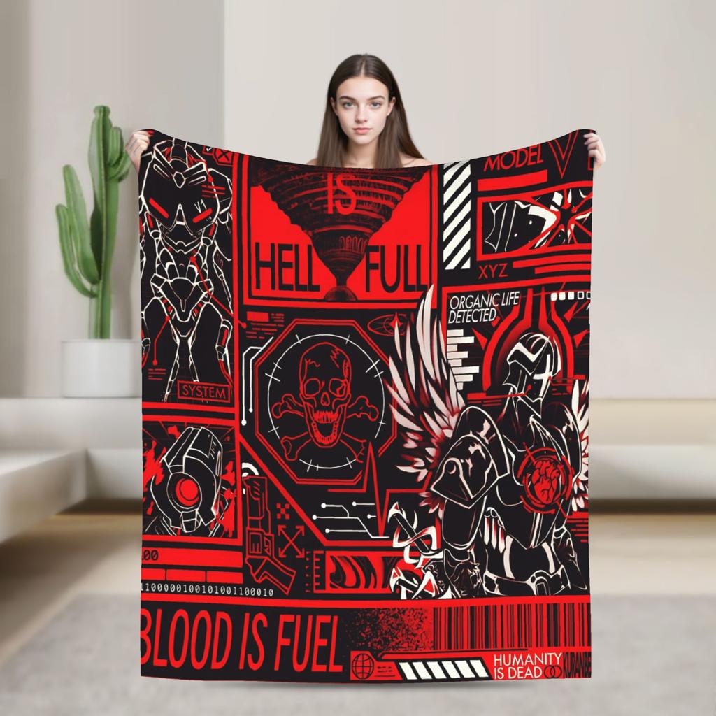Coperta morbida e calda in peluche con simbolo rosso Art Ultrakill Gioco Sparatutto, Plaid per Divano e Sedia, Copriletto in Flanella