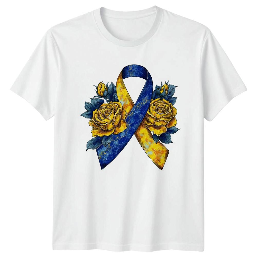 Yellow Blue Watercolor Awareness Ribbon TShirt Down Syndrome Awareness Support S