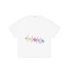 Oversized T Shirt White Rainbow Wave Pattern Print Casual Everyday Wear