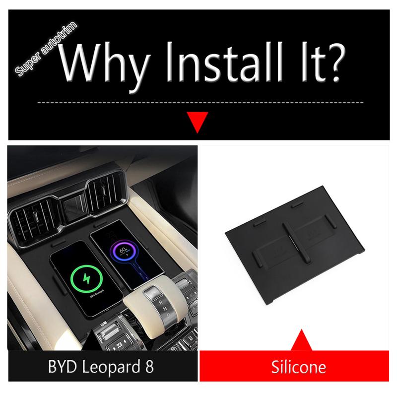 Car Central Control Wireless Charging Silicone Pad Central Storage Mat Auto Acccessories For Leopard 8 DENZA B8 2024 2025 2026