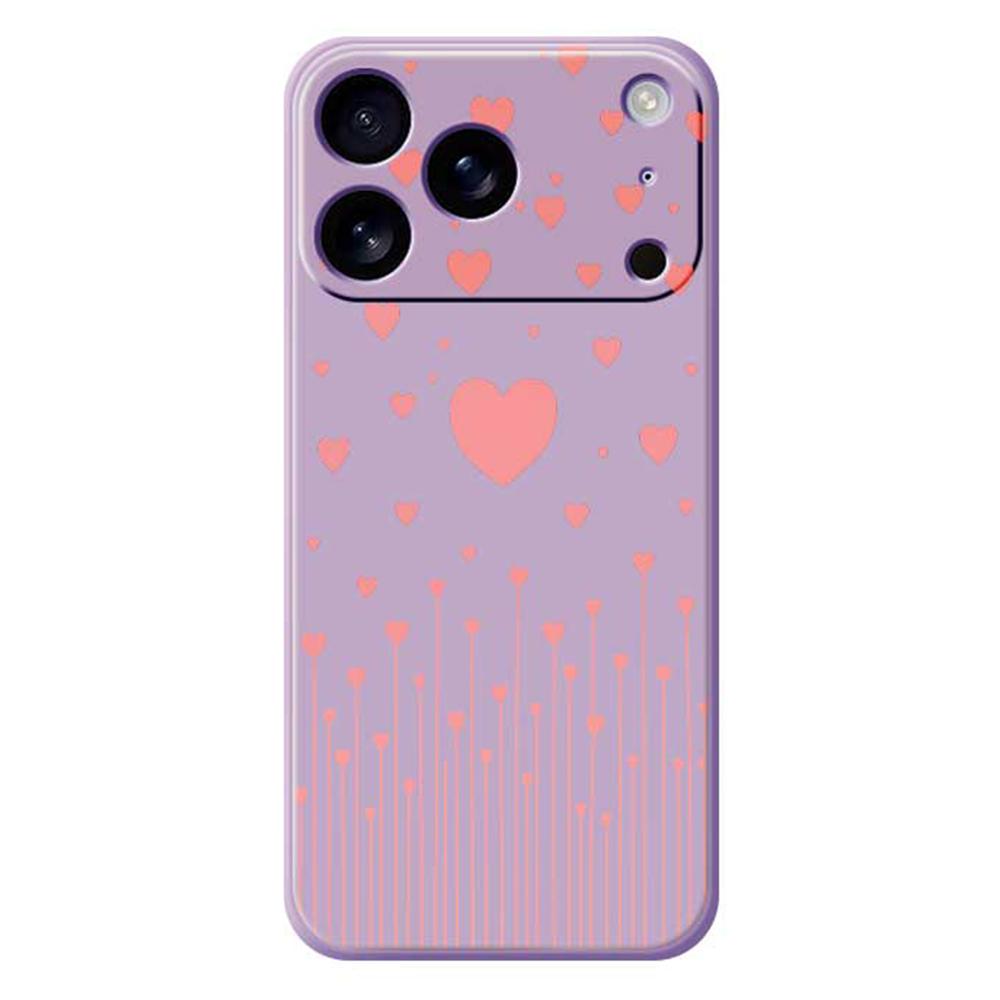 For iPhone 17 Pro Max Case Pink Love Pattern Printing Straight Edge TPU Phone Back Cover