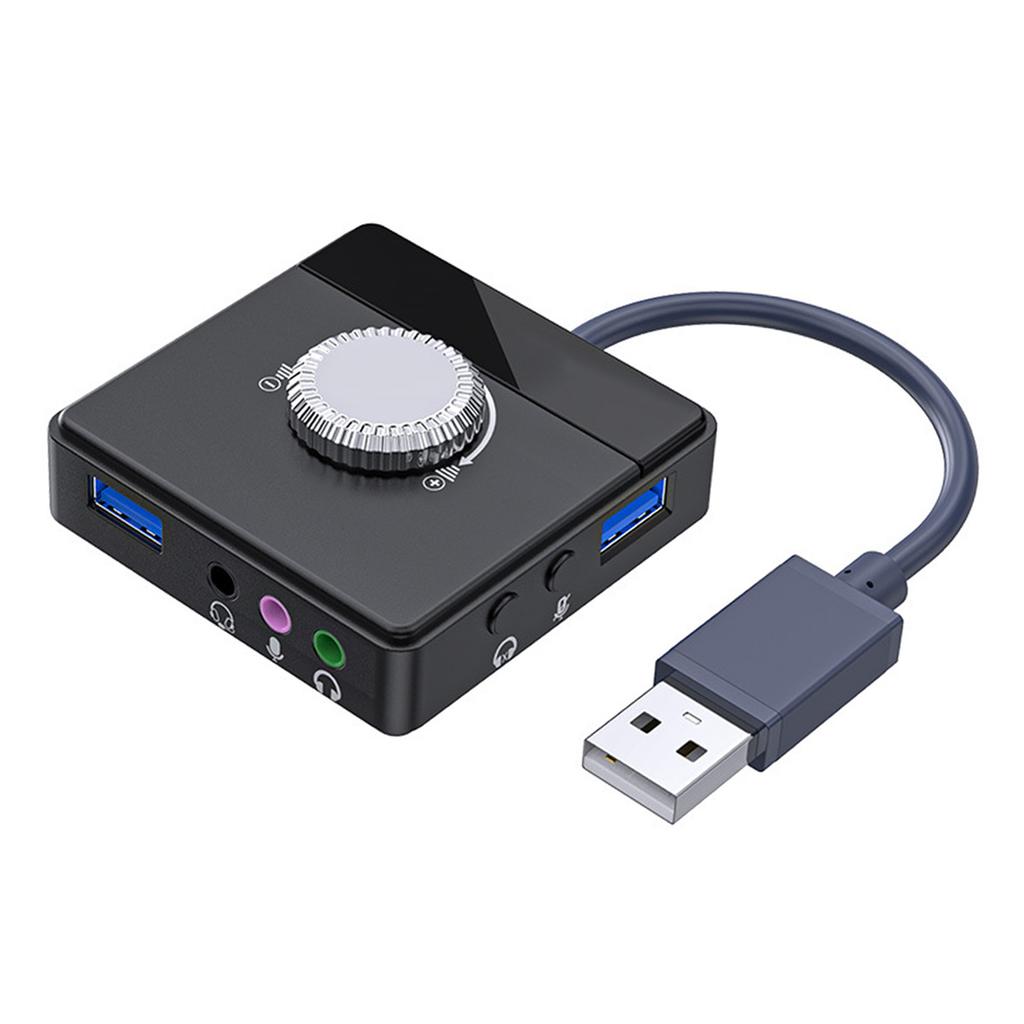 USB Sound Card Plug and Play External USB Sound Adapter with 3.5mm USB Interface Volume Control for 