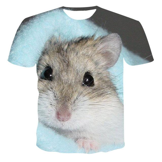 Fashion Funny Hamster Graphic T Shirts Men Summer Casual Cut Animal Pattern Tees 3D Printed Round Neck Quick-drying T-shirt Tops