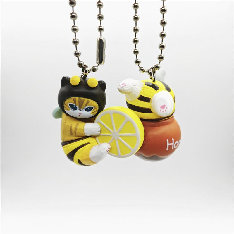 Mofusand Cat Bee Pvc Mini Action Figure Model Collectible Keychain Kids Gift
