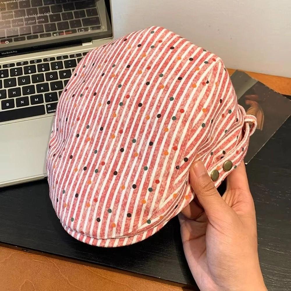Korean Stripped Berets Vintage Painter Cap Ins Polka Dot Beret  Girls