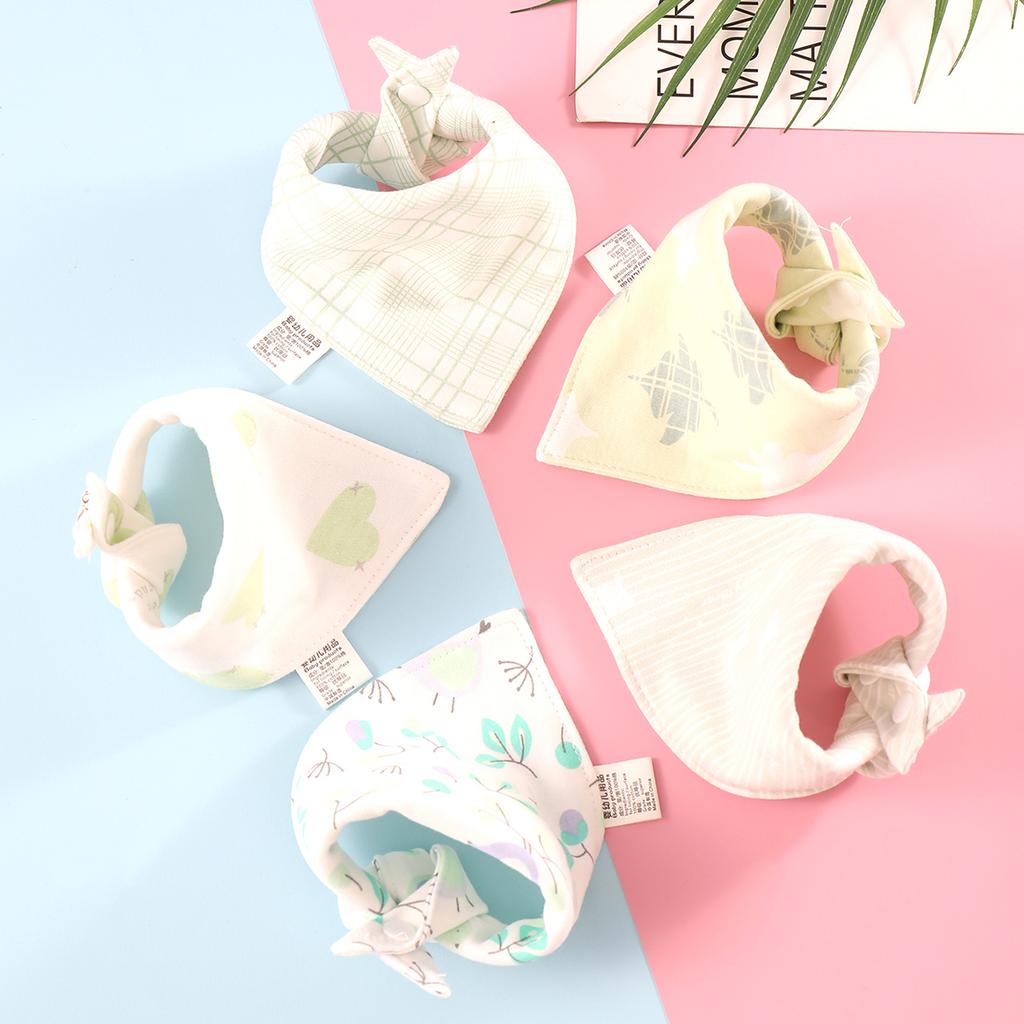 5pcs Baby Saliva Towel Triangle Scarf Pure Cotton Bandana Waterproof Bibs Newborn Boys Girls Absorbent Cloth Bib Saliva Scarf