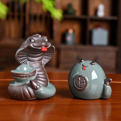 Year Snake Ceramic Snake Ornament, Mascot Zodiac Snake Living Room Entrance Wine Cabinet Study Tea Table Desktop Decoration