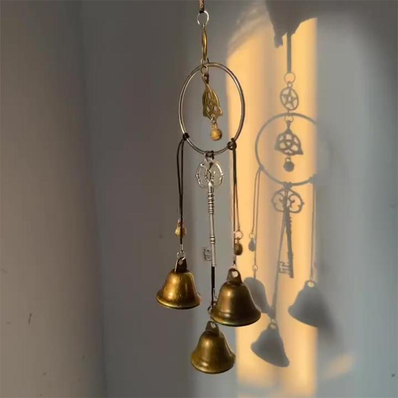 Door Knob Witch Bell Home Handmade Hanging Brass Bell Witchcraft Door Hanger Wicca Wind Chime Decor