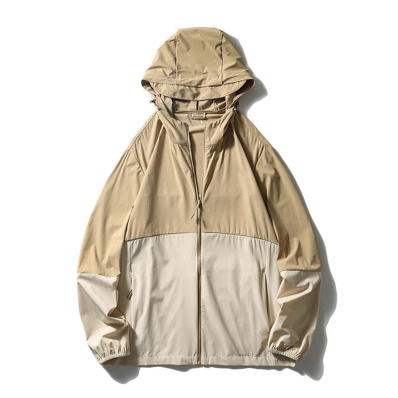 Ultra-Thin Breathable Ice Silk Cold Sun Protection Clothing Men's Stitching Contrast Color Summer Fishing Outwear Export Men's Clothing Wind Shield