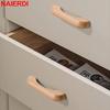 NAIERDI Solid Wood Cabinet Handles Modern Single Hole Wooden Pulls Octagon Round Knobs for Kitchen Cupboard Wardrobe Hardware