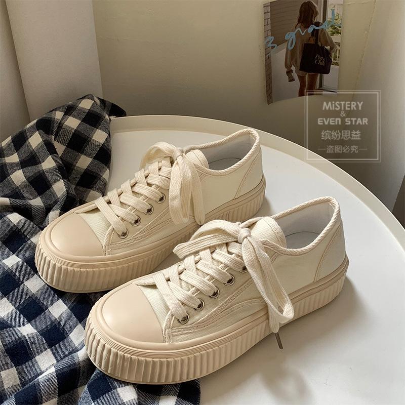 

Повседневная женская обувь на платформе, парусиновая обувь, нишевая универсальная обувь на высокой подошве, модная 804 40 бежевый