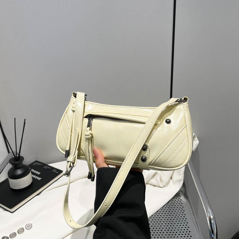 

Premium underarm bag women s new fashion retro portable shoulder bag textured commuter leisure bag бежевый