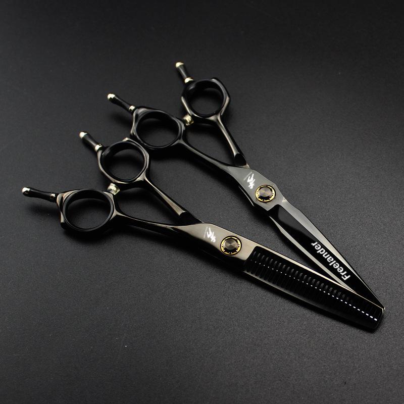 6-Inch Black Double-Tail XMQ-02 Hair Salon Scissors for Bangs - Professional Barber Shears