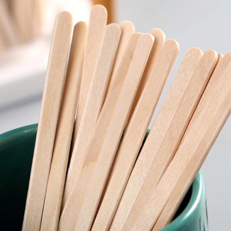 6" Round Head Swizzle Sticks Hygiene Used Once And Individually Wrapped Natural Birch Wood Coffee Stirrer 100PCS
