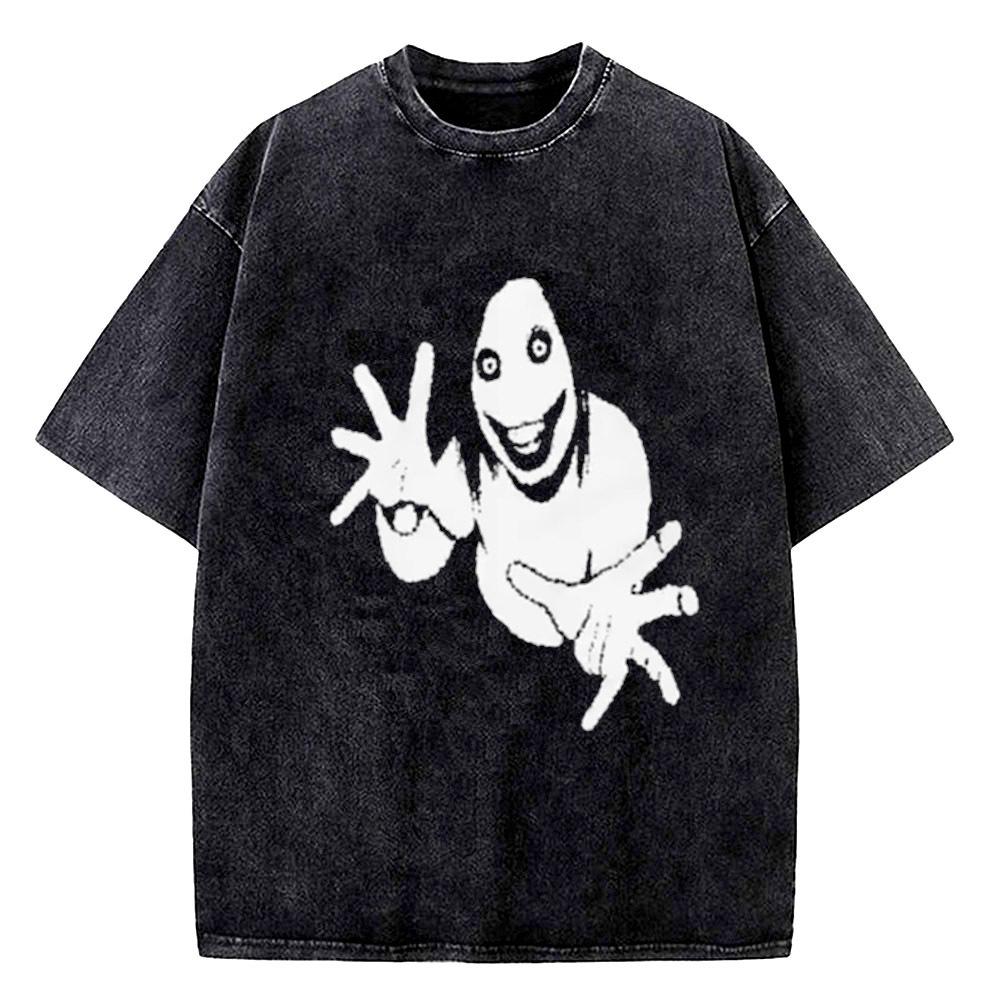 Jeff the Killer Creepypasta Vintage Washed cotton men korean clothes graphic Classic top tees harajuku graphic Pop Culture