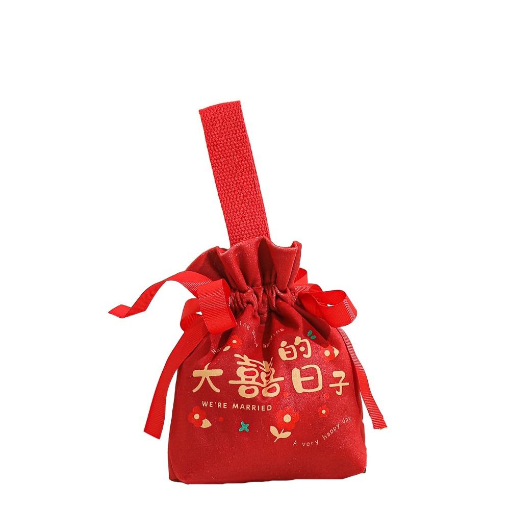 Traditional Canvas Wedding Candy Bag Tassels Drawstring New Year Gifts Bag Spring Festival Flower Chinese Style Handbag Party