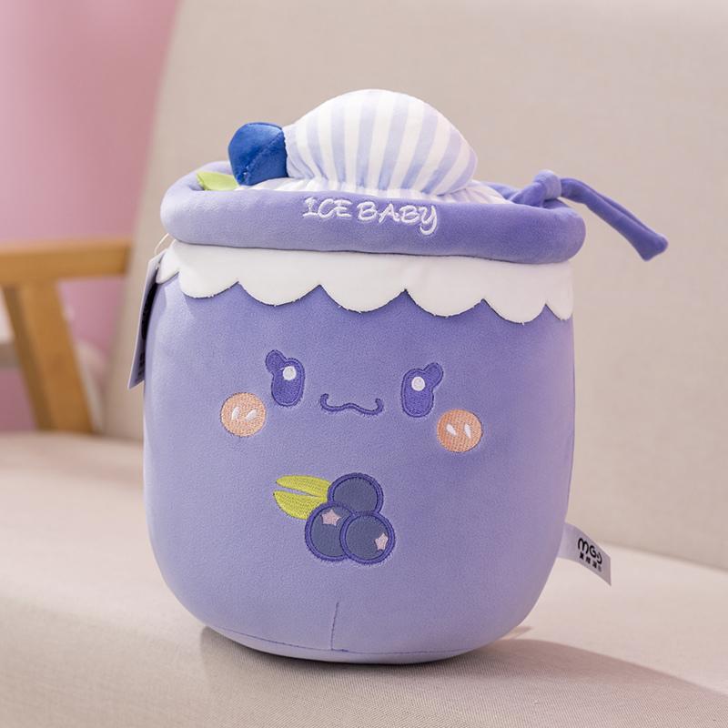 Милый мультфильм фруктовый сок пузырьковый чай мягкая фаршированная разноцветная черника лимон виноград персик молочный чай бутылка подушка плед декоративная кукла 11cm pendent 1433₽