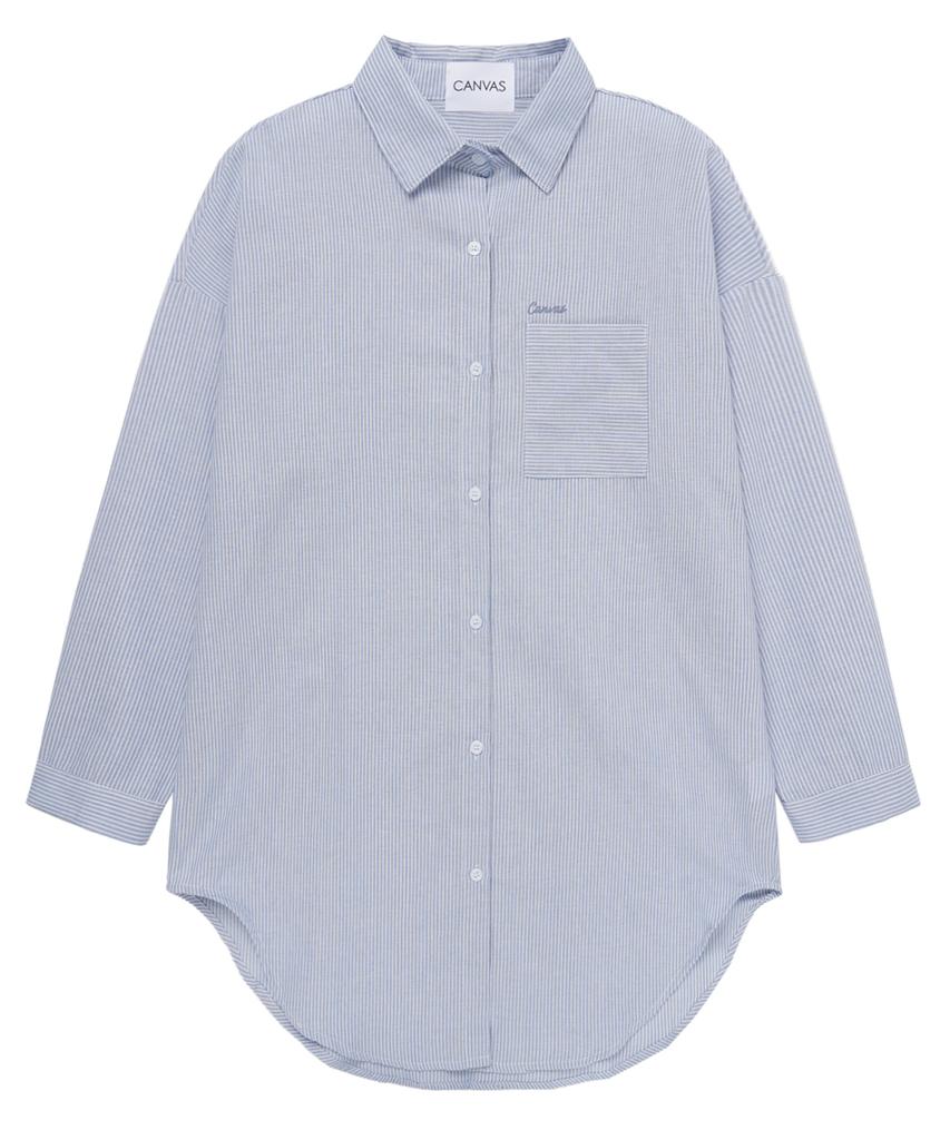 CNVS All Day Oversized Striped Shirt_Light Blue