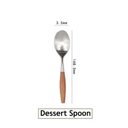 Super Qualité 1/5 Pcs Ensemble de Couverts Occidentaux en Acier Inoxydable 304 Manche en Bois Fourchette de Dîner Couteau Couverts Mat Vaisselle Couverts de Table