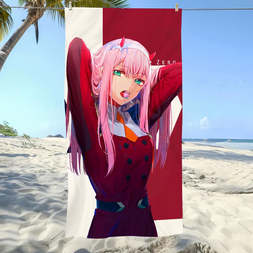 Anime Z-Zero Two D-Darling In The F-Franxx Towel Soft Pool Gift For Travel Gym Shower Camping Quick Dry Sports Large Beach Towel