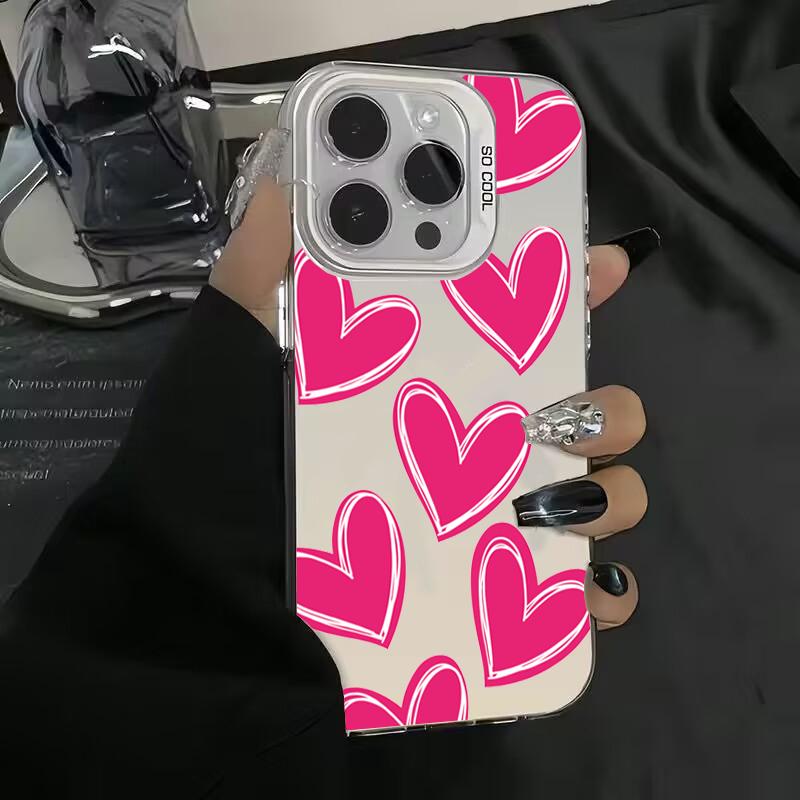 Luxury Love Heart Electroplate IMD Case For  Poco F5 X5 X6 Pro Mi 14 13 12 12T 13T Pro 11 Lite 5G NE Shockproof Back Cover