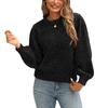 Autumn Winter Sparkly Silk Puff Sleeve Sweater with Back Tie