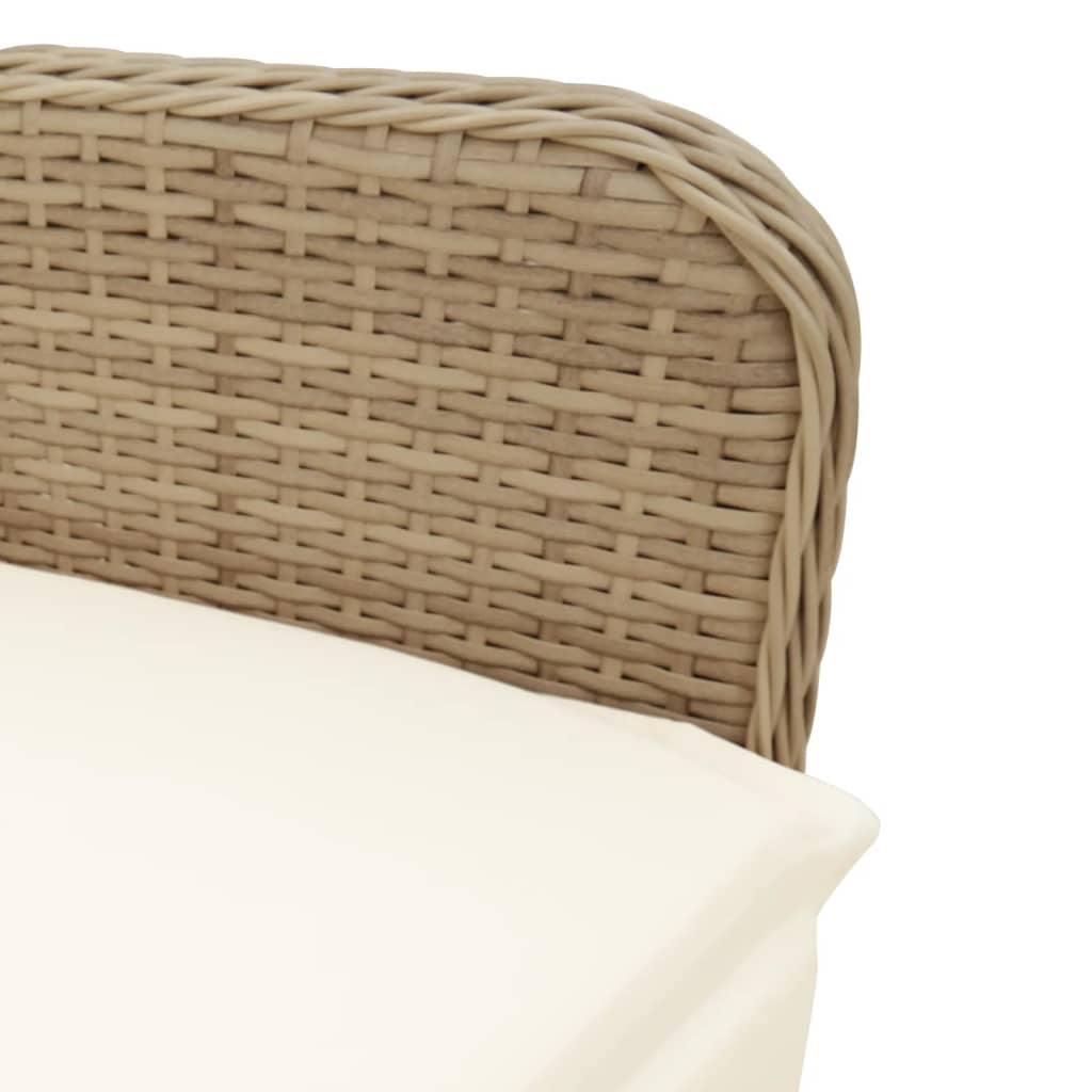 Garden Recliner with Cushions Adjustable Beige Poly Rattan