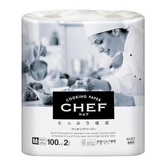 Kao Professional SeriesCommercial Use Cooking PaperChef Kitchen Paper Extra Absorbent M White 100 Sheets 2 Rolls (Kao Series)