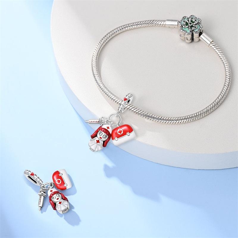 New 100% Copper Medic Nurse Dentist Virus Charms Beads Fit Pandachoriginal Bracelets Diy Jewelry Career Gifts