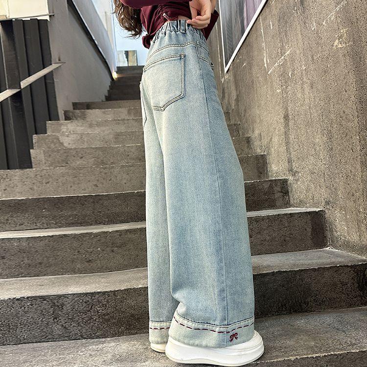 

Прямые брюки для девочек Корейские джинсы Широкие брюки для девочек 170