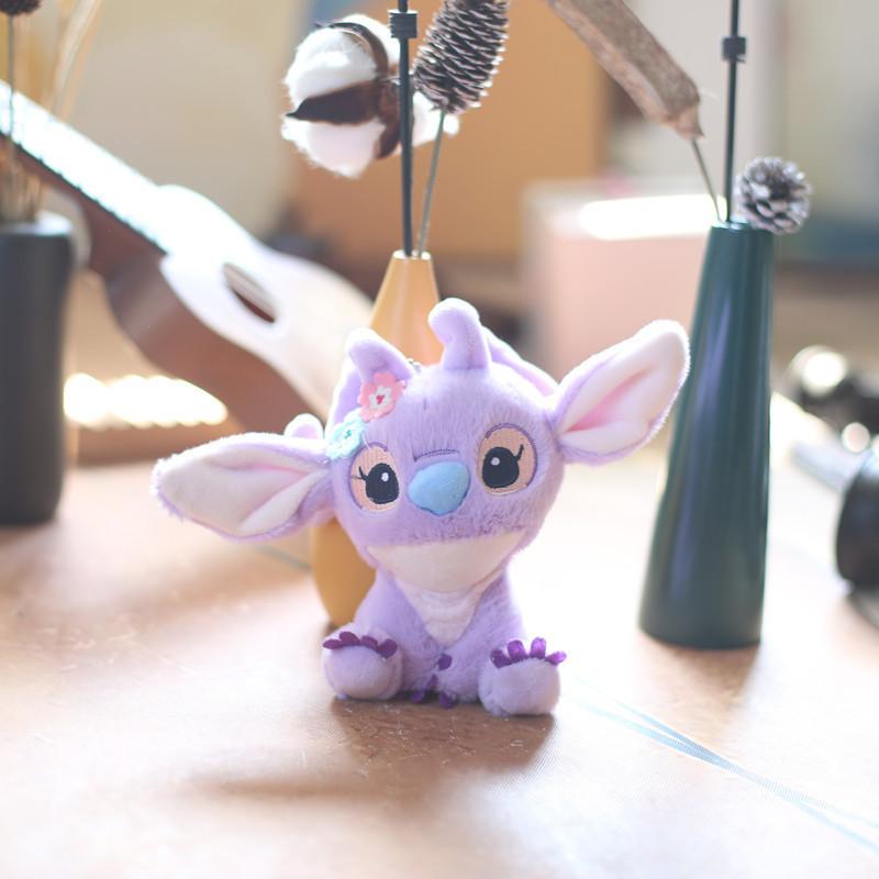 Adorable Purple Plush Stitch Hanging Toy Soft Stuffed Animal Bag Charm 12cm