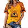 Women's Halloween Print Raglan Short Sleeve T-Shirt