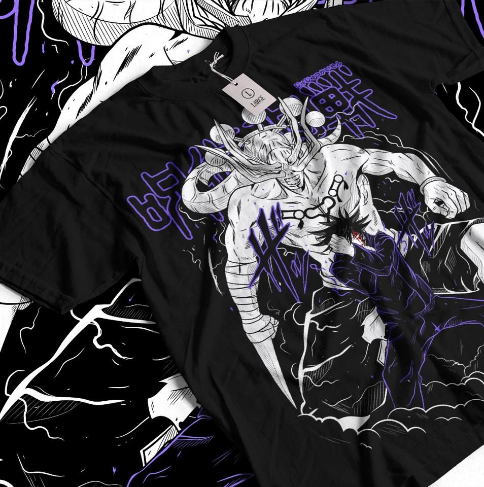 Megumi Jujutsu Kaisen Itadori Yuji Panda Maki Gojo Satoru Shirt Black Unisex T-Shirt