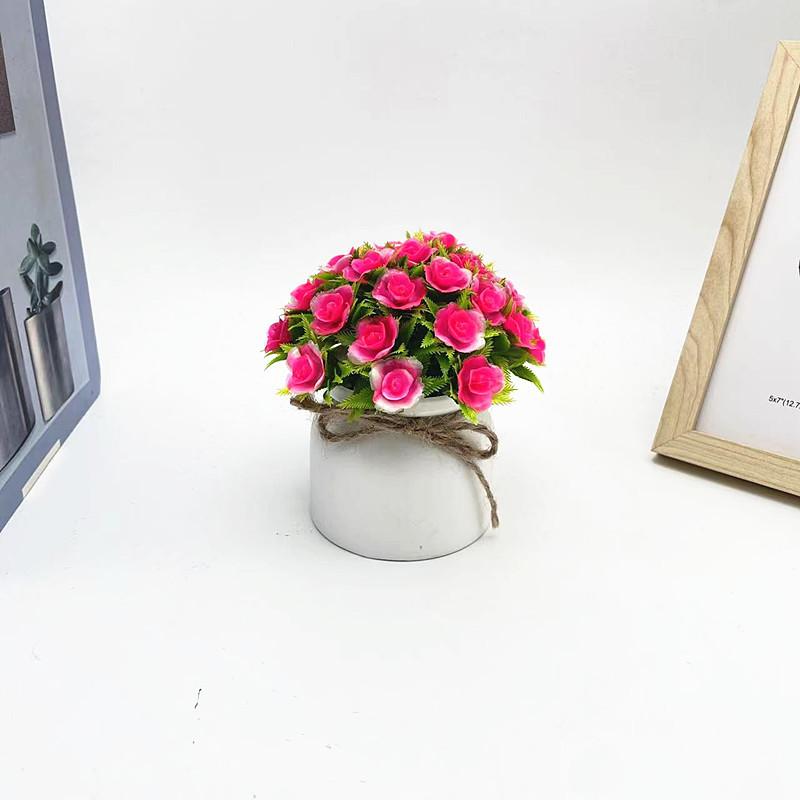 Mini Rose Plastic Potted Plant Bonsai For Wedding Photography And Home Decor