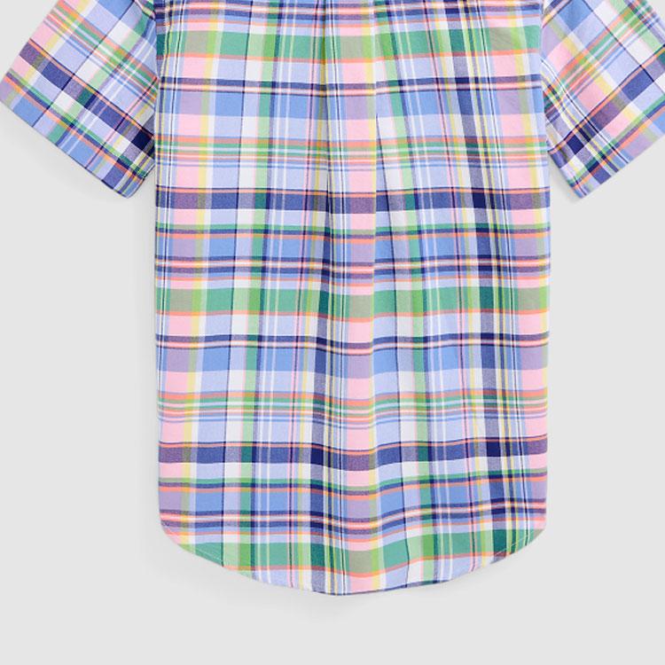 Polo Ralph Lauren Color Block Plaid Logo Embroidered Button-Down Short Sleeve Shirt Kids shirts Multicolor CWPOWOVY6820481-999