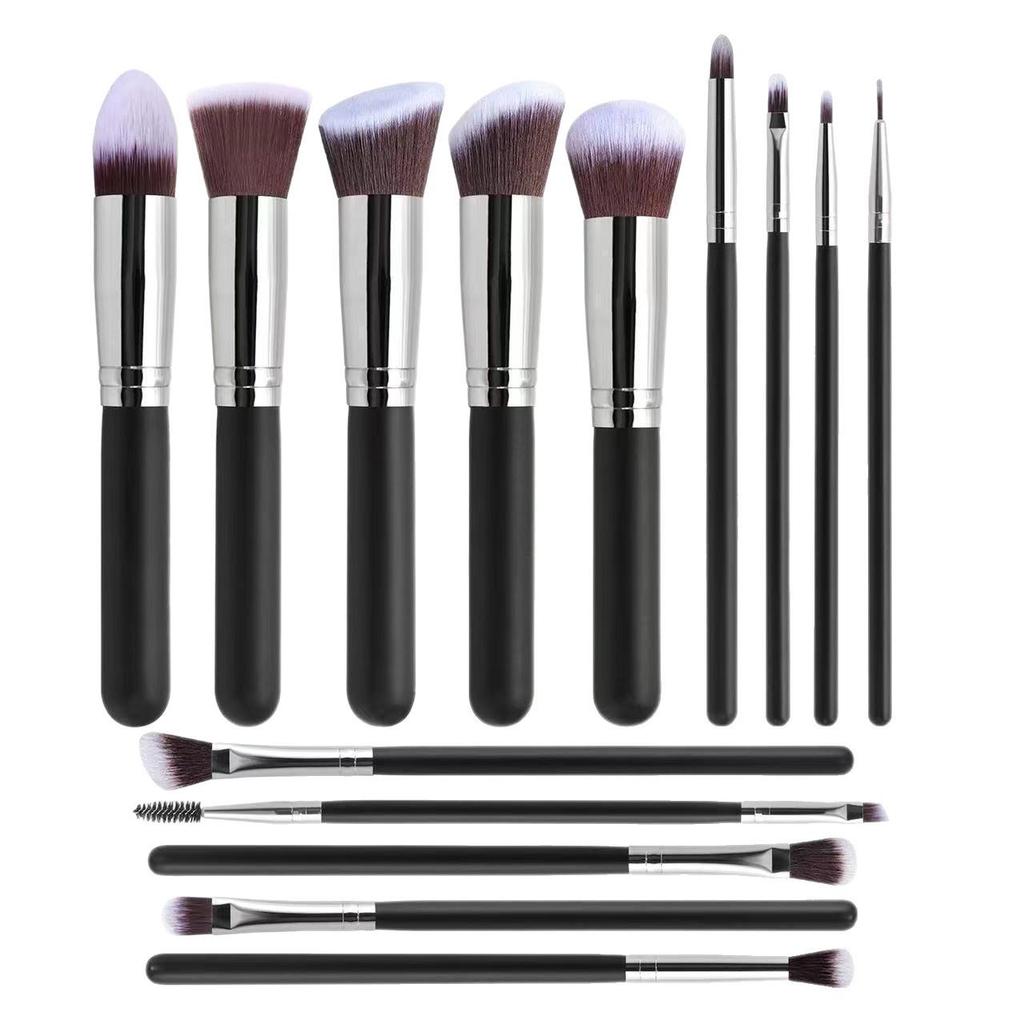 14-Piece Long-Handled Makeup Brush Set: Includes Blush, Eyeshadow, Powder, and Foundation Brushes