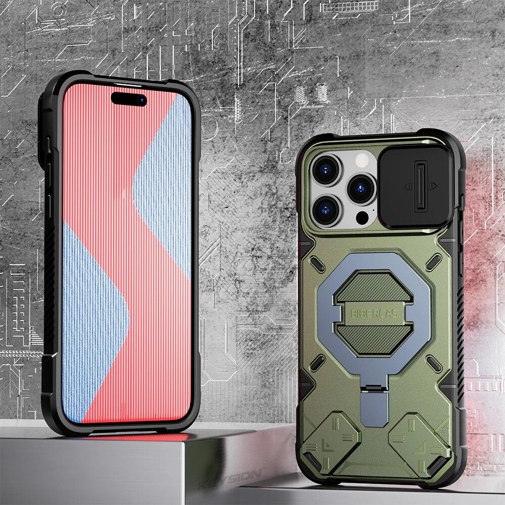 

Противоударный чехол KEYSION для MagSafe для iPhone 15 Pro Max 15Plus, силиконовый + ПК, магнитное кольцо-подставка, чехол для телефона для iPhone 13 Pro Max for iPhone 15 зелёный