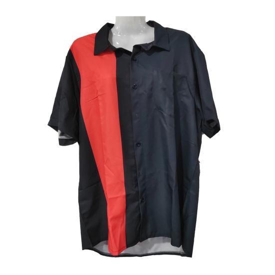 Men Casual Shirt Lapel Short Sleeve Single Breasted Shirt Loose Fit Hawaiian Style Button-Up Bowling Shirt